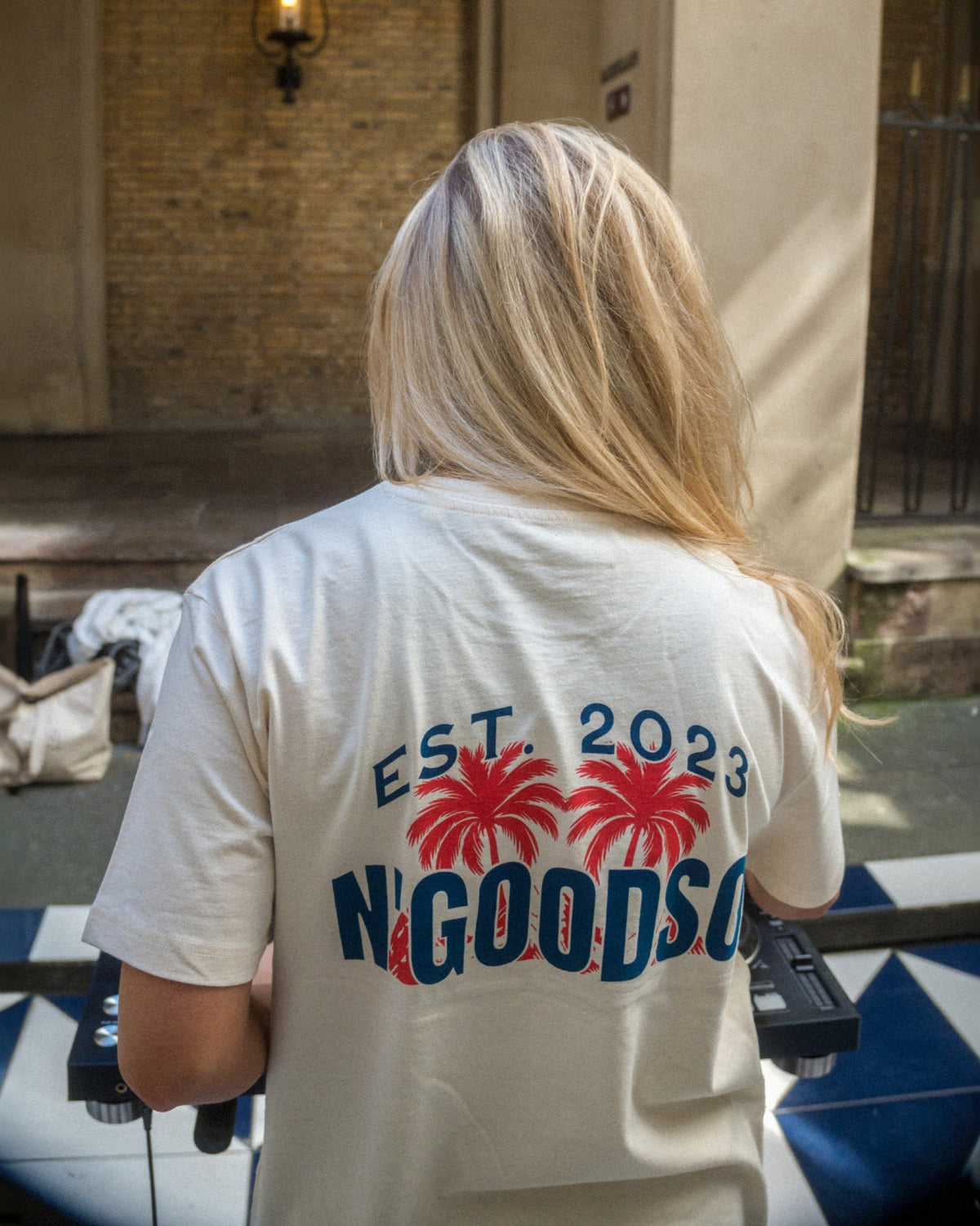 PALM PRINT T-SHIRT HVID