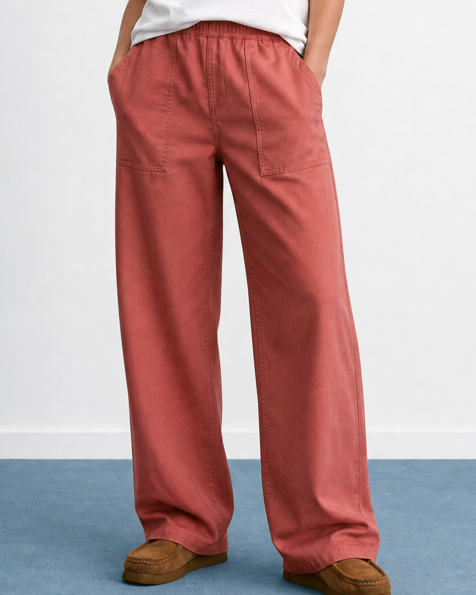 WIDE LEG PANTS WASHED RØD