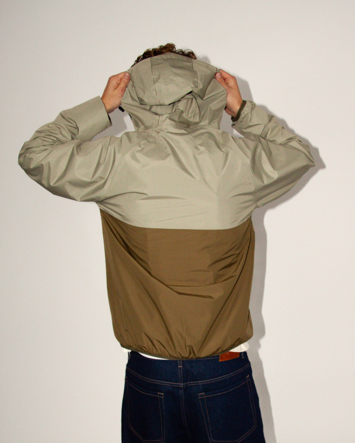 STRIBET VINDJAKKE GRØN