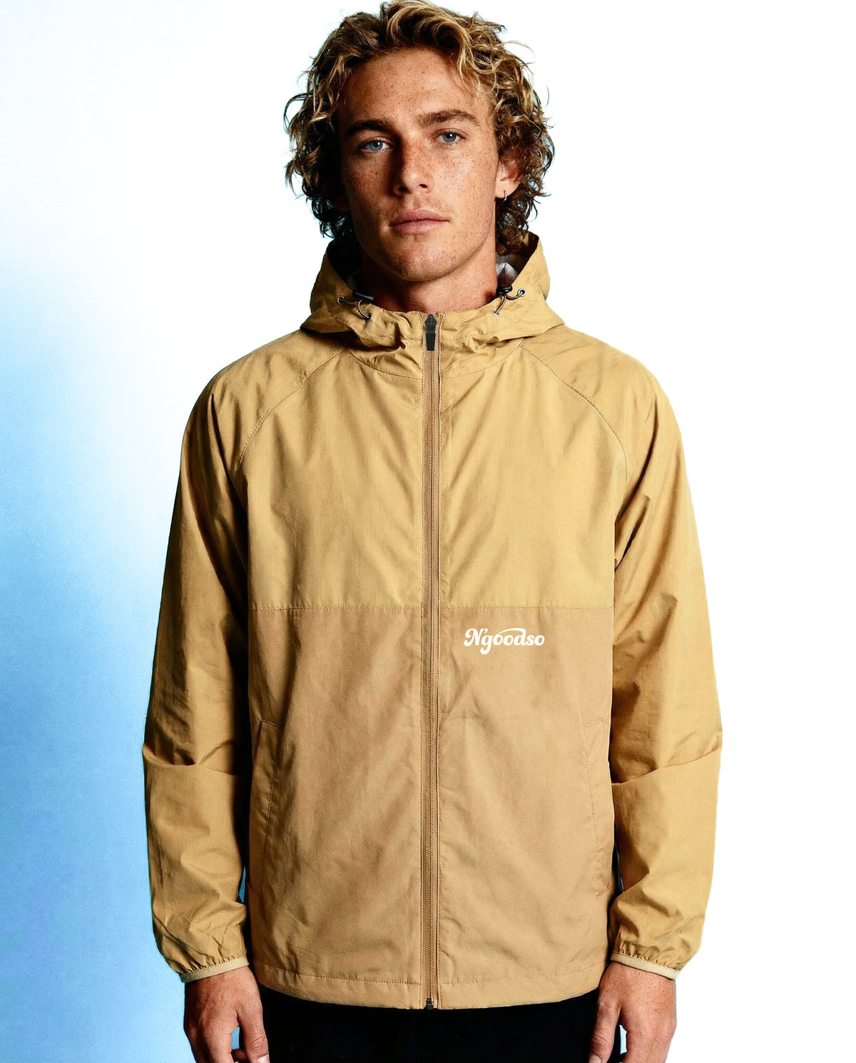 STRIBET VINDJAKKE BEIGE