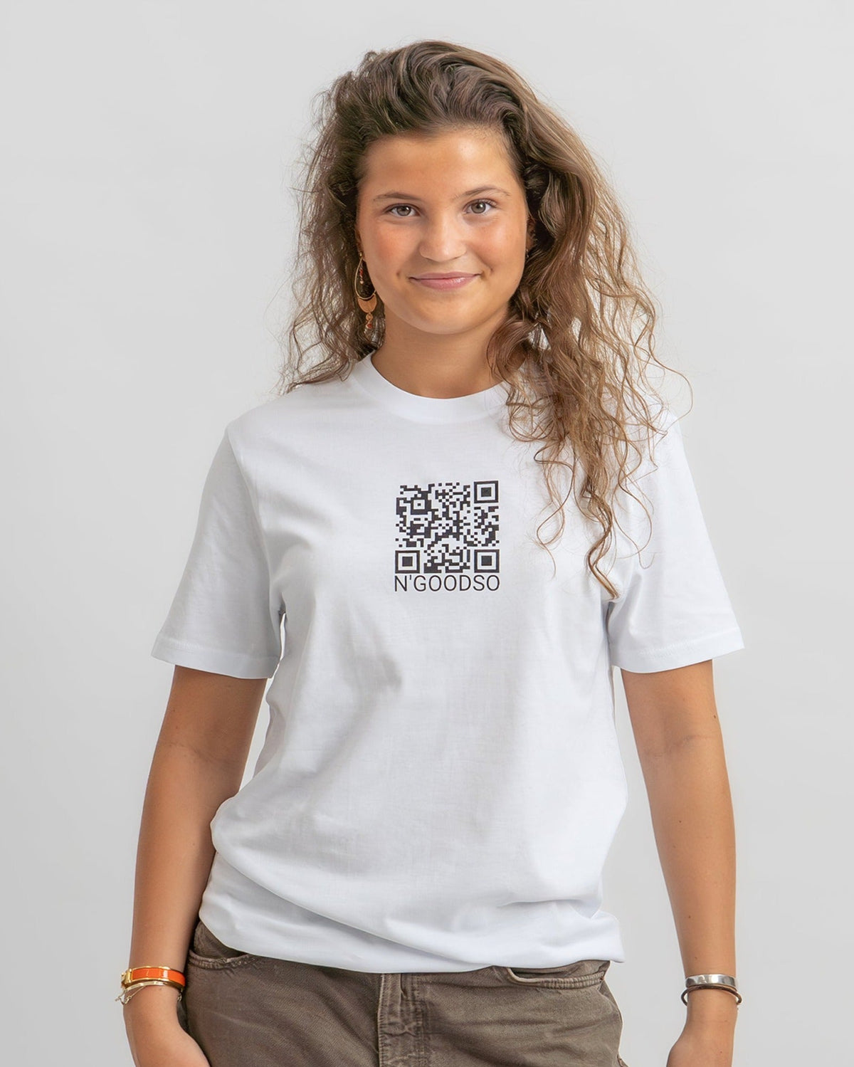 QR-KODE PRINT T-SHIRT HVID