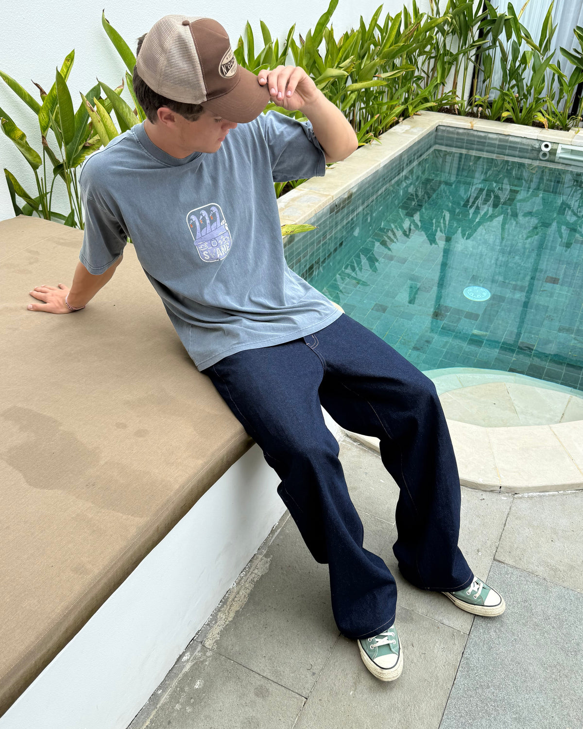 BAGGY RAW DENIM JEANS NAVY